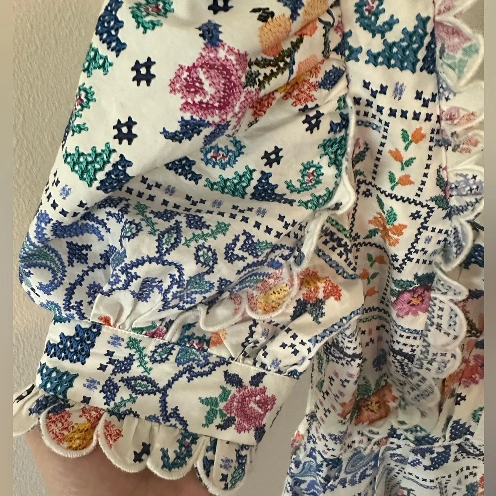 FARM Rio Floral Puff Sleeve Women's Romper XS - Picture 7 of 12